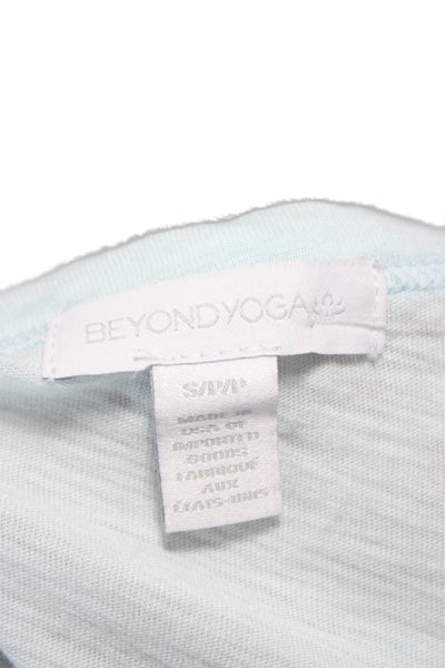 Beyond Yoga Women Cropped T-Shirt Blue Crew Neck Short Sleeve Modal Size S