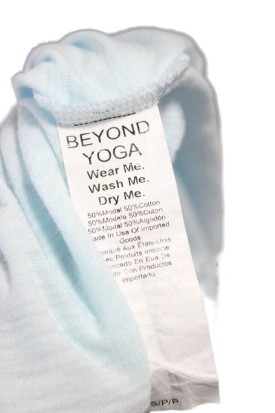 Beyond Yoga Women Cropped T-Shirt Blue Crew Neck Short Sleeve Modal Size S