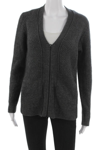 3.1 Phillip Lim Women Cardigan Merino Wool V Neck Long Sleeve Gray Size XS