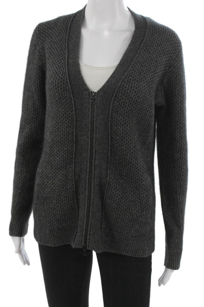 3.1 Phillip Lim Women Cardigan Merino Wool V Neck Long Sleeve Gray Size XS