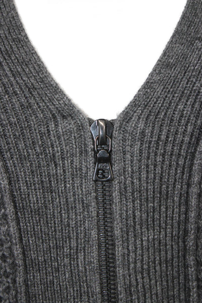 3.1 Phillip Lim Women Cardigan Merino Wool V Neck Long Sleeve Gray Size XS