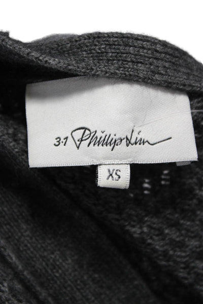 3.1 Phillip Lim Women Cardigan Merino Wool V Neck Long Sleeve Gray Size XS