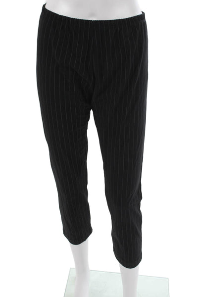 Porto Women Capri Pants Black Striped Nylon Pull On Size 3