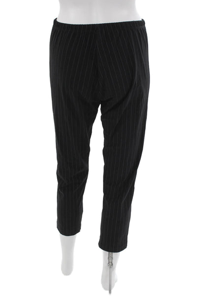 Porto Women Capri Pants Black Striped Nylon Pull On Size 3