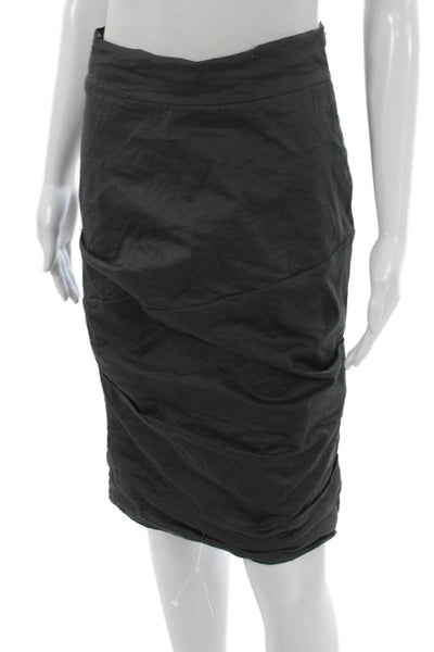 Porto Women Straight Pencil Skirt Gray Zip Cotton Size 1
