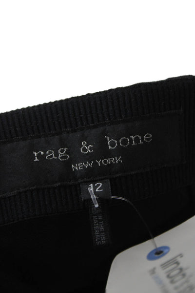 Rag & Bone Womens Ankle Pants Black Cotton Blend Zip Size 12