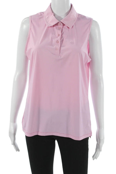 G/Fore Womens Basic Polo Pink Sleeveless Collared Polyester Solid Size L