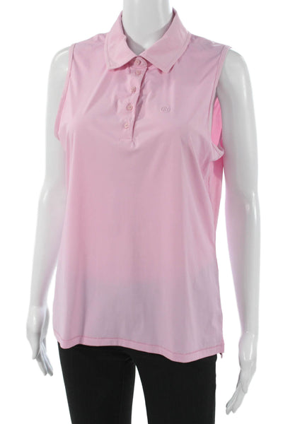G/Fore Womens Basic Polo Pink Sleeveless Collared Polyester Solid Size L