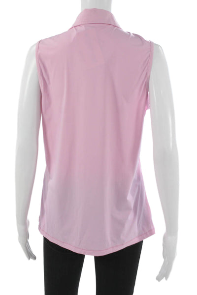 G/Fore Womens Basic Polo Pink Sleeveless Collared Polyester Solid Size L