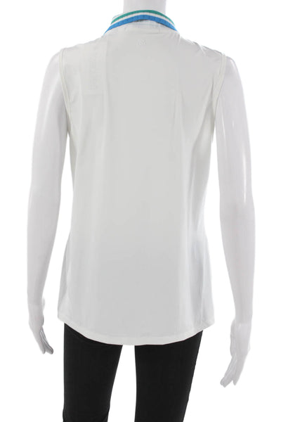 G/Fore Womens Collared Sleeveless Blouse White Button Polyester Size L