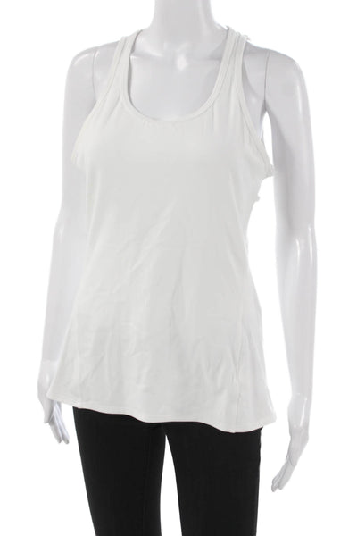 Athleta Womens Scoop Neck Nylon Sleeveless Basic Tank White Size M