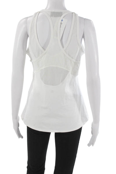 Athleta Womens Scoop Neck Nylon Sleeveless Basic Tank White Size M