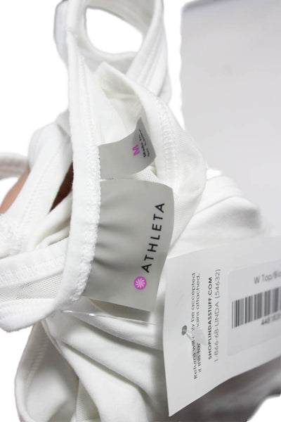 Athleta Womens Scoop Neck Nylon Sleeveless Basic Tank White Size M