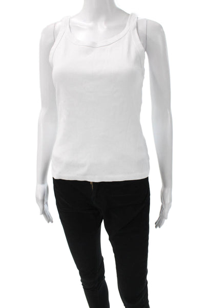 Michael Stars Womens Basic Cotton Scoop Neck Sleeveless Tank White Size S
