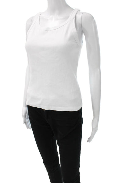 Michael Stars Womens Basic Cotton Scoop Neck Sleeveless Tank White Size S