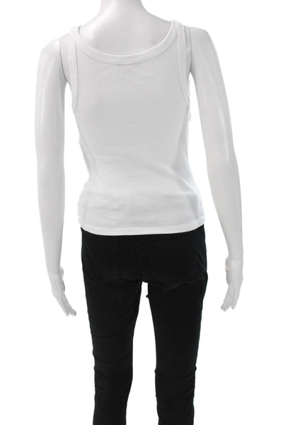 Michael Stars Womens Basic Cotton Scoop Neck Sleeveless Tank White Size S