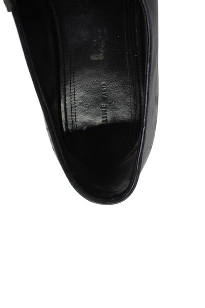 Celine Womens Leather Chain Embellished Slip On Loafers Shoes Black Size 6.5