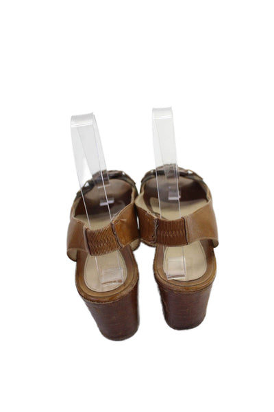 Fendi Womens Embellished Slingback Wedge Platform Shoes Brown Size 6.5
