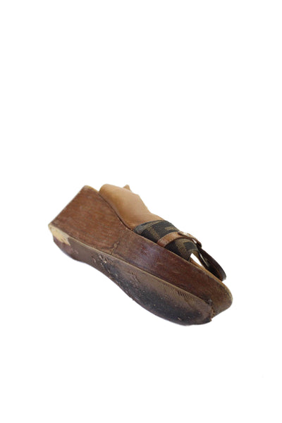 Fendi Womens Embellished Slingback Wedge Platform Shoes Brown Size 6.5