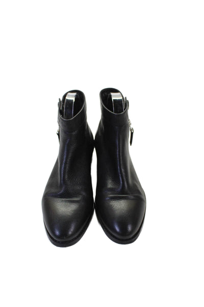 Aquatalia Womens Leather Zip Snap Detail Ankle Boots Shoes Black Size 6.5