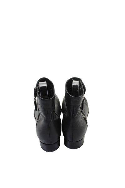 Aquatalia Womens Leather Zip Snap Detail Ankle Boots Shoes Black Size 6.5