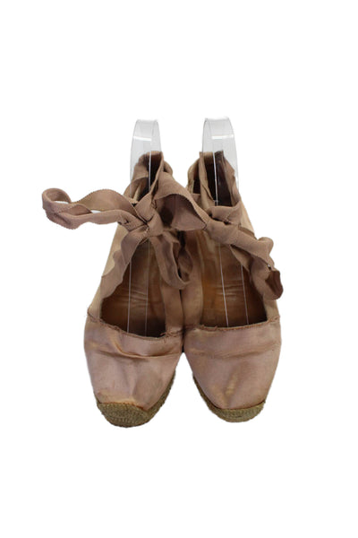 Lanvin Womens Satin Ankle Strap Espadrille Shoes Pink Size 6.5