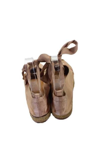 Lanvin Womens Satin Ankle Strap Espadrille Shoes Pink Size 6.5
