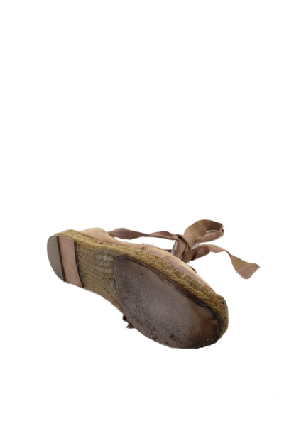 Lanvin Womens Satin Ankle Strap Espadrille Shoes Pink Size 6.5