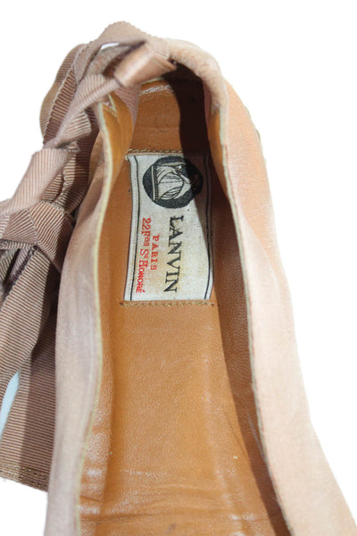 Lanvin Womens Satin Ankle Strap Espadrille Shoes Pink Size 6.5