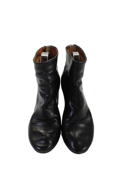 Marsell Womens Leather Block Heels Zip Ankle Boots Shoes Black Size 6.5