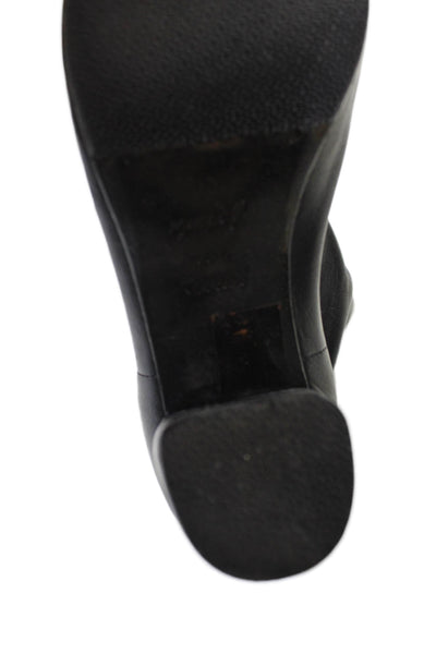 Marsell Womens Leather Block Heels Zip Ankle Boots Shoes Black Size 6.5