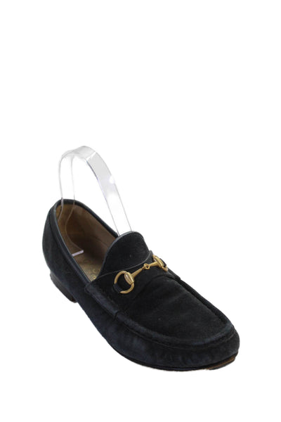 Gucci Womens Horsebit Suede Slip On Loafers Shoes Black Size 6.5B