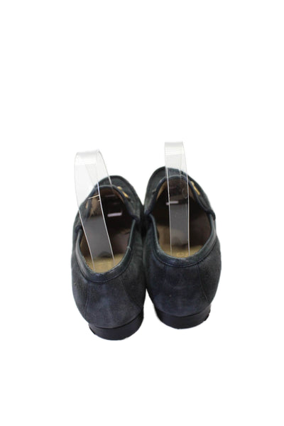 Gucci Womens Horsebit Suede Slip On Loafers Shoes Black Size 6.5B