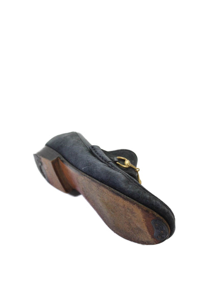 Gucci Womens Horsebit Suede Slip On Loafers Shoes Black Size 6.5B
