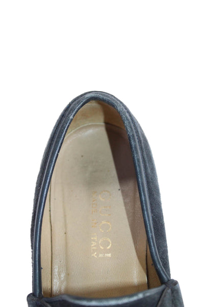 Gucci Womens Horsebit Suede Slip On Loafers Shoes Black Size 6.5B