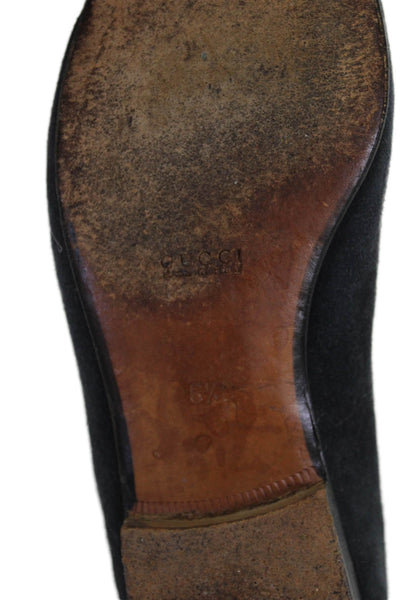 Gucci Womens Horsebit Suede Slip On Loafers Shoes Black Size 6.5B