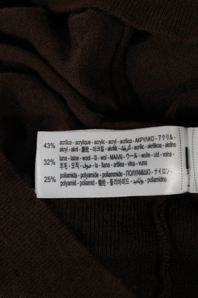 Zara Women Brown Henley Sweater Long Sleeve Collared Acrylic Size M