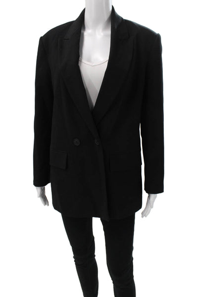 Zara Womens Basic Jacket Black Button Polyester Long Sleeve Size S
