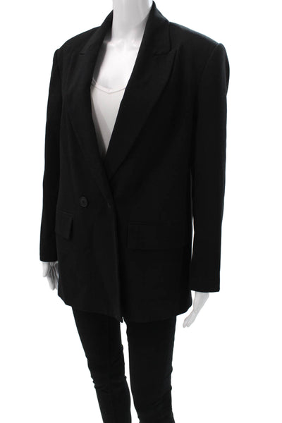 Zara Womens Basic Jacket Black Button Polyester Long Sleeve Size S