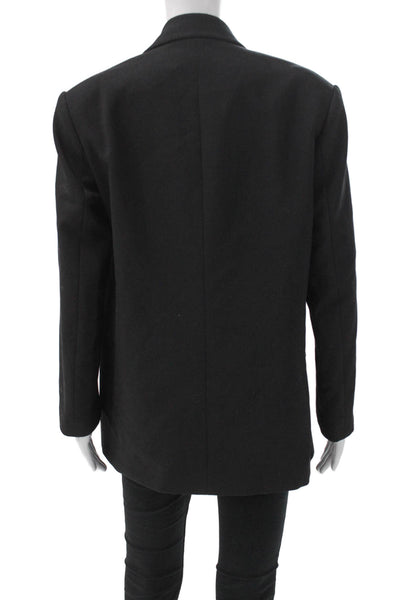 Zara Womens Basic Jacket Black Button Polyester Long Sleeve Size S