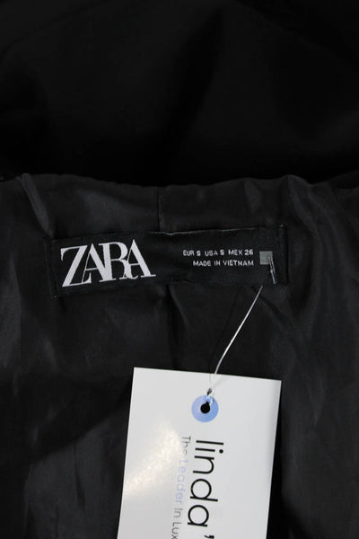 Zara Womens Basic Jacket Black Button Polyester Long Sleeve Size S