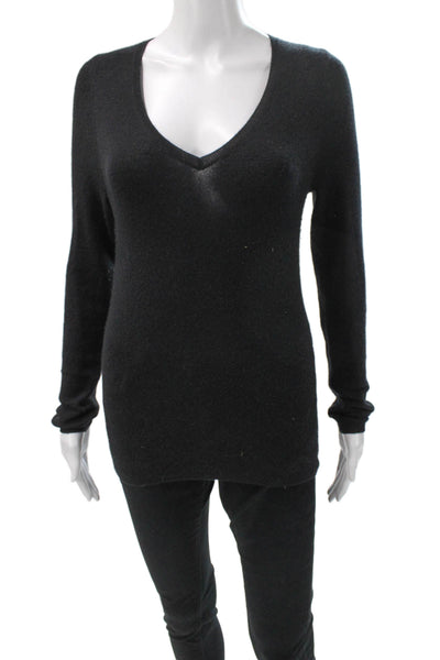 Nili Lotan Womens Pullover Sweater Cashmere V-Neck Black Long Sleeve Size M