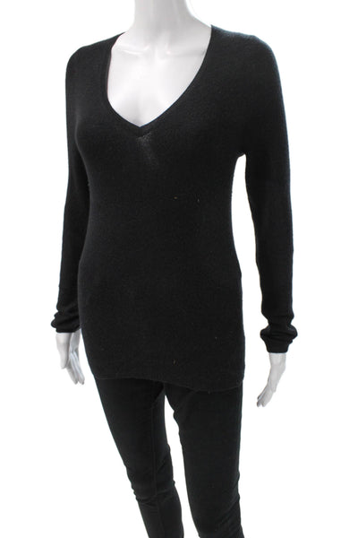 Nili Lotan Womens Pullover Sweater Cashmere V-Neck Black Long Sleeve Size M