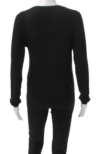 Nili Lotan Womens Pullover Sweater Cashmere V-Neck Black Long Sleeve Size M