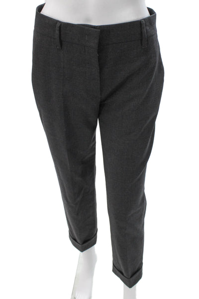 Prada Women Ankle Pants Gray Virgin Wool Zip Size 38