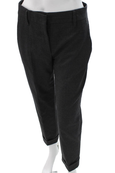 Prada Women Ankle Pants Gray Virgin Wool Zip Size 38