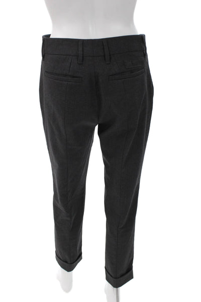 Prada Women Ankle Pants Gray Virgin Wool Zip Size 38