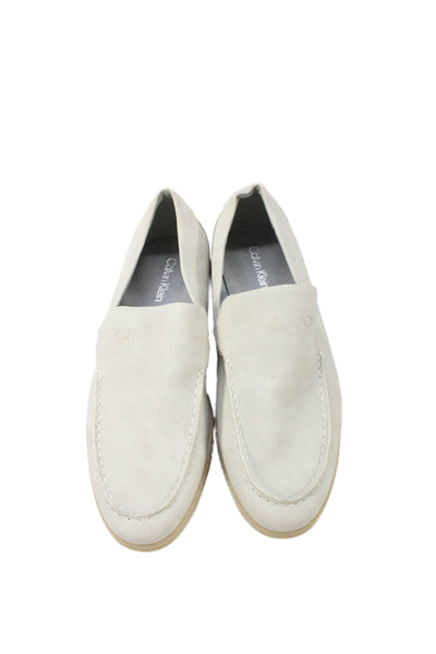 Calvin Klein Mens Leather Casual Slip On Loafers Gray Size 9.5
