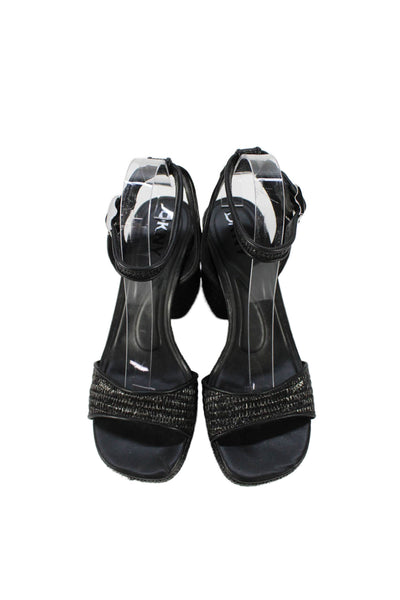 DKNY Womens Woven Detail Platform Heels Black Size 8