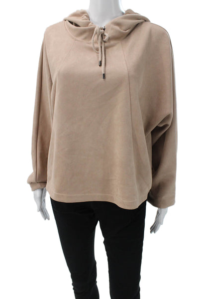 T Tahari Womens Beige Pullover Hoodie Long Sleeve Polyester Blend Size XL